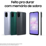 Smartphone Samsung A07 128GB Preto 4GB RAM Tela 6,7″ Câm. Dupla + Selfie 8MP