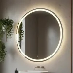 Espelho com Led e touch Grande Redondo 50×50 Jateado de Parede para Banheiro e Sala – Group Royalle
