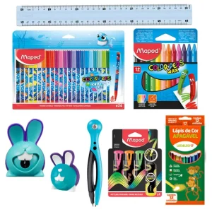 Material Escolar Infantil Meninos Completo Apontador e Borracha Croc Croc Compasso – Maped – Maped – Leo e Leo