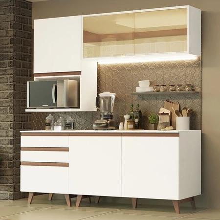Armário de Cozinha Compacta 180cm Branco Reims Madesa 02