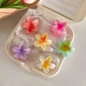 Conjunto De 6 Peças De Grampos De Cabelo Coreanos : Flor De Ovo E Garra De Caranguejo , Acessórios Gradiente Doce 