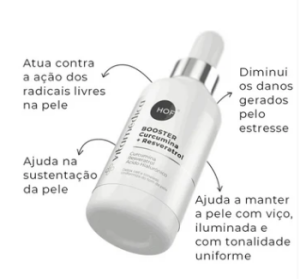 Booster Facial Curcumina + Resveratrol – Proteçao Antioxidante e Antienvelhicimento – 30g
