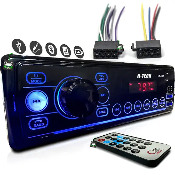 Rádio Som Automotivo Mp3 C/ Bluetooth 2 Usb’s Aux Pen Drive – H-tech