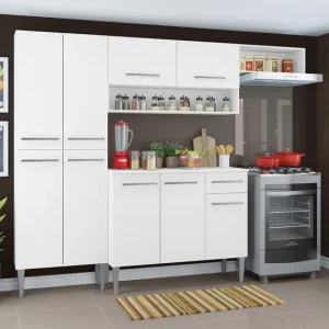 Armário de Cozinha Completa com Armário e Balcão 229cm Emilly Madesa