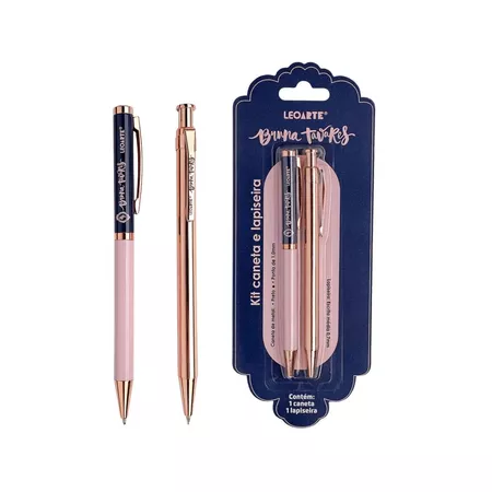 Kit Office Bruna Tavares Blister com 1 Caneta e 1 Lapiseira LeoArte Leonora Papelaria Criativa