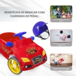 Carro Infantil Spider Vermelho Pedal c/ Capacete Volante Carrinho de Passeio 