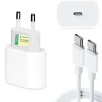 Carregador Completo UsbC 20W Turbo Compativel com Iphone,16, 17 Promax. Adaptador Cabo 1 Metro Fonte Turbo Novo Lacrado Foxcom