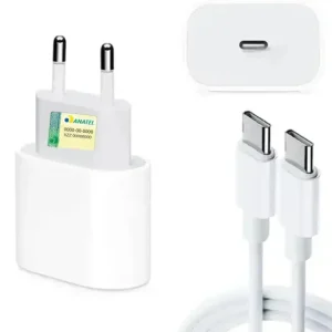 Carregador Completo UsbC 20W Turbo Compativel com Iphone,16, 17 Promax. Adaptador Cabo 1 Metro Fonte Turbo Novo Lacrado Foxcom