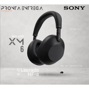 Fone Headphone Sony WH-1000XM6 Noise-Canceling Wireless Preto Original
