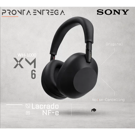 Fone Headphone Sony WH-1000XM6 Noise-Canceling Wireless Preto Original