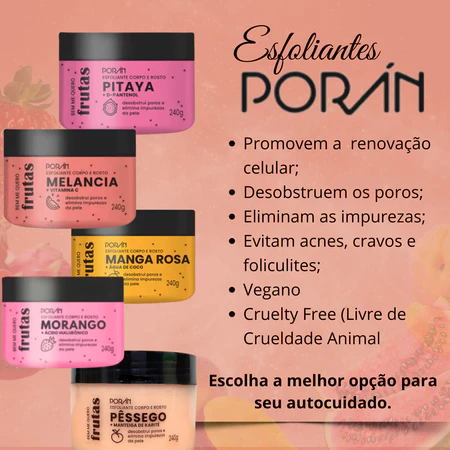 Esfoliante Corpo e Rosto de Frutas Porán Linha Bem Me Quero 240g Vegano