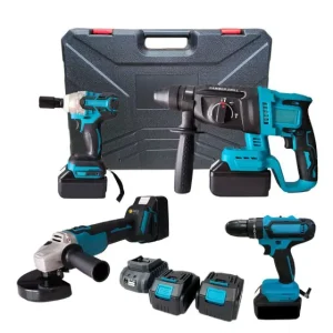 Kit Ferramentas Elétricas – Martelete + Parafusadeira + Esmerilhadeira + Furadeira 48v Premium – DS