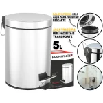 Lixo Lixeira Redonda 5 Litros Aço Inox Balde Cesto Removível Alça Pedal 