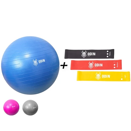 Kit Elastico Treino Mini Band Bola Pilates 65 Suiça Odin Fit