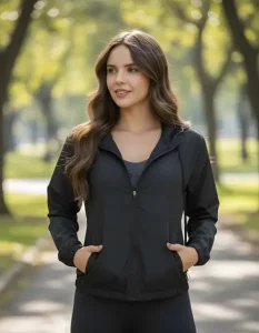Jaqueta Corta Vento Feminina Leve Capuz Bolso Ziper Fitness Academia Treino – Selene