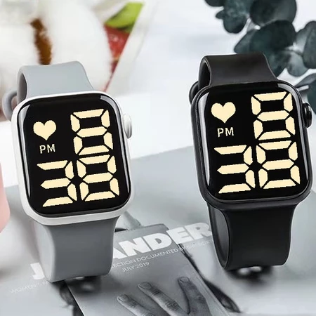 Relógio Feminino LED quadrado à prova d’água digital masculino Esportes