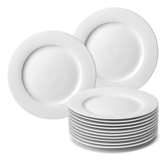 Kit 12 Pratos de Sobremesa Branco Doce Festa Melamina 20cm – SAKES