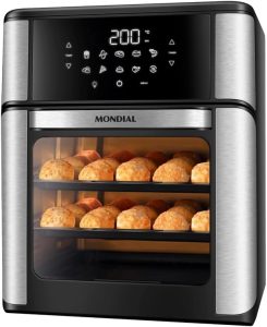 MONDIAL Fritadeira Air Fryer Forno Oven 12L, Preto/Inox