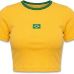 Blusinha Cropped Feminina Canelada Brasil Torcida Top da Copa