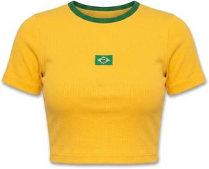 Blusinha Cropped Feminina Canelada Brasil Torcida Top da Copa