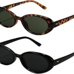 Kit 2 Óculos de Sol Retrô Oval 90s Feminino – Preto + Leopardo | Estilo Vintage com Proteção UV400 e Design Leve e Confortável