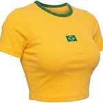Blusinha Cropped Feminina Canelada Brasil Torcida Top da Copa