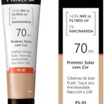 Protetor Solar Facial com cor 14,5% Mix de Filtros UV + 5% Niacinamida FPS 70 PS-05 Cor 2.0 com 30ml