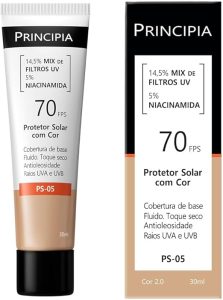 Protetor Solar Facial com cor 14,5% Mix de Filtros UV + 5% Niacinamida FPS 70 PS-05 Cor 2.0 com 30ml