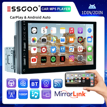 Rádio De Carro 1 Din 7 ” Tela Sensível Ao Toque Central Multimídia MP5 Receptor Vedio Bluetooth FM