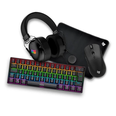 Combo Gamer Pichau Netuno V2 4×1, Teclado Mecanico ABNT2, Mouse 4200DPI, Mousepad, Headset, PG-NTNX-RBW01