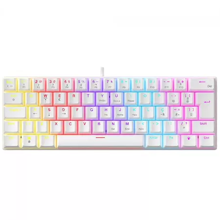 Teclado Mecânico Gamer Ninja Leap 60%, Switch Blue, Rainbow, ABNT2, Branco, GN-KB-LPBL60WBUAB
