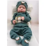 Body Bebê menino e menina Conjunto 3 peças com mijão bordado e sapatinho Safari
