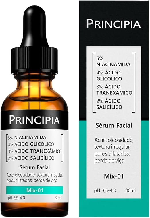 Sérum 5% Niacinamida + 4% Glicólico + 3% Tranexâmico + 2% Salicílico Mix-01 – Anti-acne com 30ml