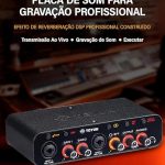 Q-26 Interface de audio,placa de som profissional de canal USB 2.0 DC 5V de alta velocidade, função de monitor para estúdio/gravação musical/jogos/Equipamentos para Gravação Musical