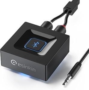 Esinkin Receptor de áudio sem fio para sistema de som de transmissão de música funciona com smartphones, tablets e carro
