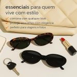 Kit 2 Óculos de Sol Retrô Oval 90s Feminino – Preto + Leopardo | Estilo Vintage com Proteção UV400 e Design Leve e Confortável