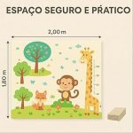 Tapete Tatame Infantil Dobrável 2×1,5m Emborrachado Dupla Face 6mm Antiderrapante Bebê Atividades Educativas Macio Impermeável Colorido Tapetinho Criança Reversível Leve com Bolsa (Selva Macaco Girafa)