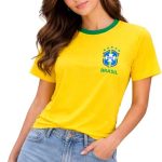 Camiseta Dry Feminina Brasil Seleção Brasileira Gola Redonda Estampa Brsão