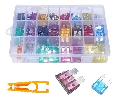 Kit 300 Fusíveis Automotivos Tipo Lâmina Micro, Mini e Padrão, 2A a 40A, com Extrator e Caixa Organizadora, Universal para Carro, Caminhão e Veículos
