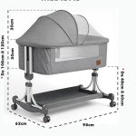 PIPDIP Berço De Balanço Para Bebês, Colchão, Mosquiteiro, Cesto de Armazenamento, Suporta até 50kg, Ergonômico, Tubo De Ferro, Fibra De Poliéster, Cinza.