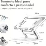 Suporte Para Notebook Ergonomico Ajustavel – Feito em Metal Resistente Leve Estavel Para Notebook Até 19 Polegadas (Mid Night)