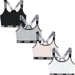 FedMois Sutiã esportivo feminino sem enchimento, top cropped de algodão, pacote com 4
