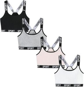 FedMois Sutiã esportivo feminino sem enchimento, top cropped de algodão, pacote com 4