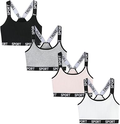 FedMois Sutiã esportivo feminino sem enchimento, top cropped de algodão, pacote com 4