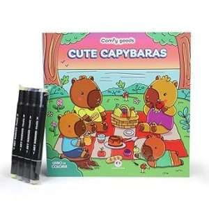 Colorir Cute Capybaras – Livro de colorir com 4 marcadores