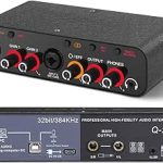 Q-26 Interface de audio,placa de som profissional de canal USB 2.0 DC 5V de alta velocidade, função de monitor para estúdio/gravação musical/jogos/Equipamentos para Gravação Musical