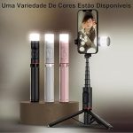 H’MASTON Bastão Pau de Selfie Tripé para Celular com iluminação Bluetooth Controle Remoto Portátil Retrátil para iOS e Android (PRETO)