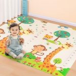 Tapete Tatame Infantil Dobrável 2×1,5m Emborrachado Dupla Face 6mm Antiderrapante Bebê Atividades Educativas Macio Impermeável Colorido Tapetinho Criança Reversível Leve com Bolsa (Selva Macaco Girafa)