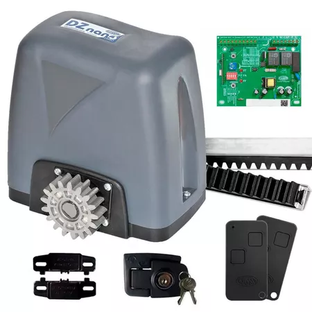 Kit Motor Portão Rossi Dz Nano Turbo 600kg 1/4 127V Deslizante Eletrônico Abertura Rápida Com 3 Metros de Cremalheira