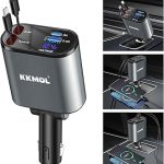 KKMOL Carregador retrátil para carro, 4 em 1, rápido de 100 W, com 2 cabos e tela de tensão de porta tipo C, compatível com iPhone 15Pro Max/14/13/12/11, Galaxy S23/S22